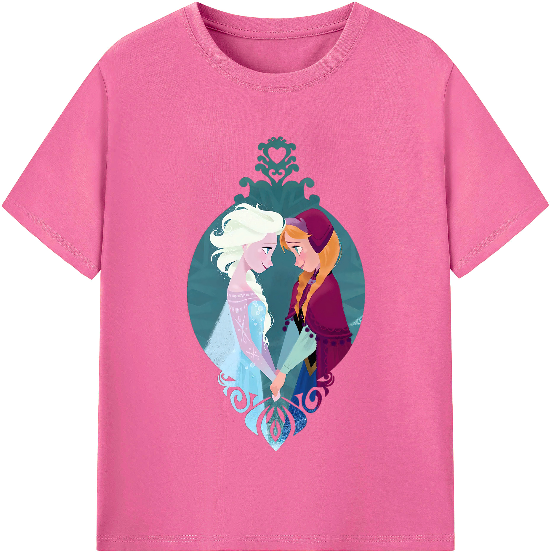 （画像用） アナと雪の女王 アンナ エルサ Frozen Anna Elsa レディースカジュアルプリントTシャツ（綿100％）